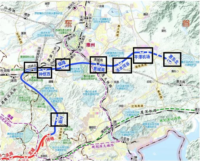 深惠城际(深圳段)首次环评!惠州段方案图拟增3个站