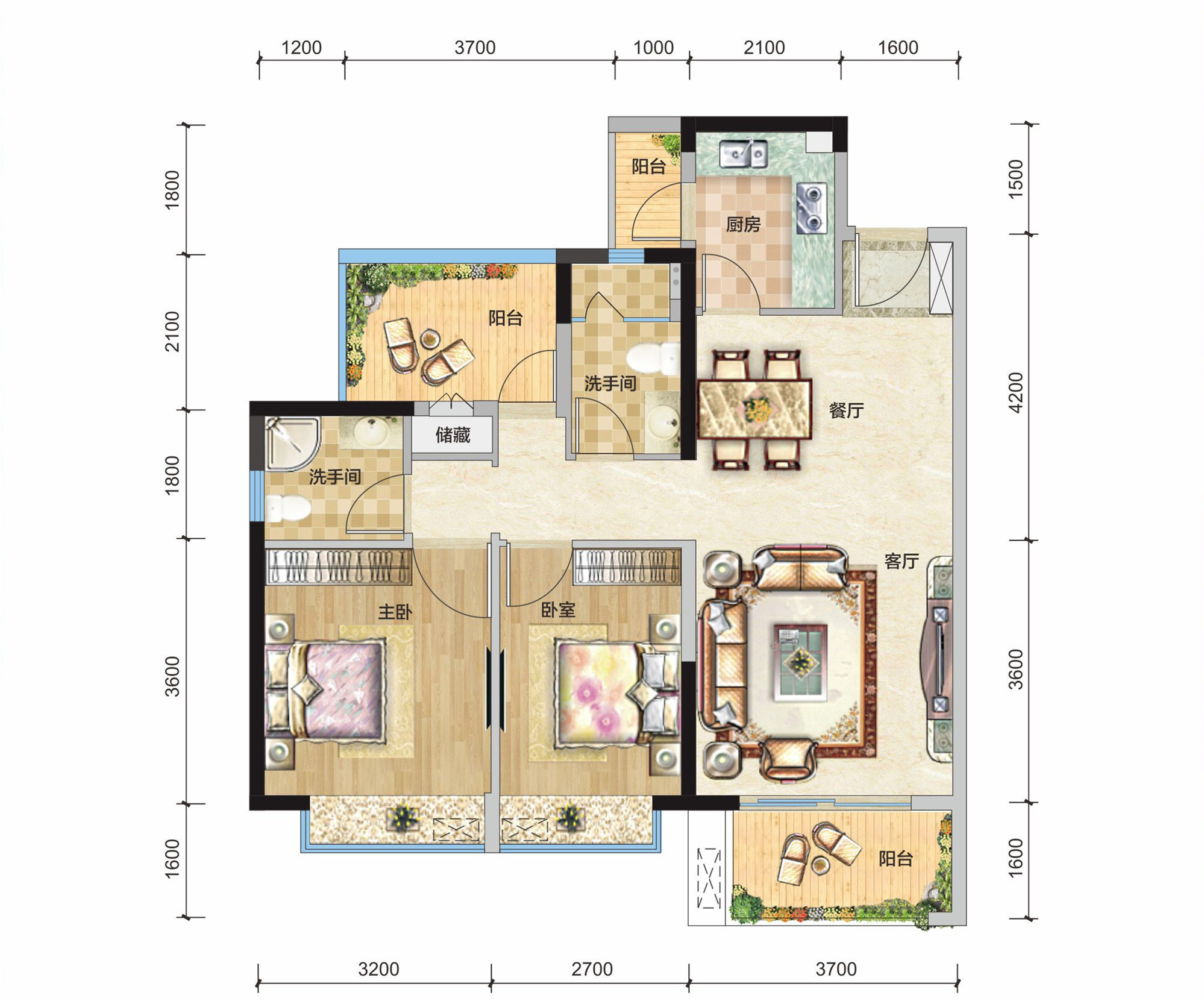 楼盘搜索 悦璟华庭  楼盘相册 户型图     4栋03户型约107㎡三房两厅